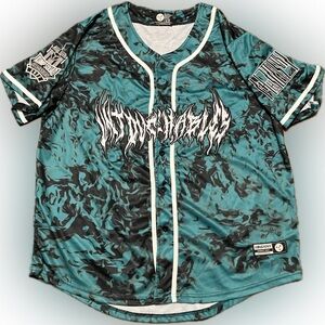 Kompany Jersey Baseball Mens Festival Rave EDM Button Up Size L